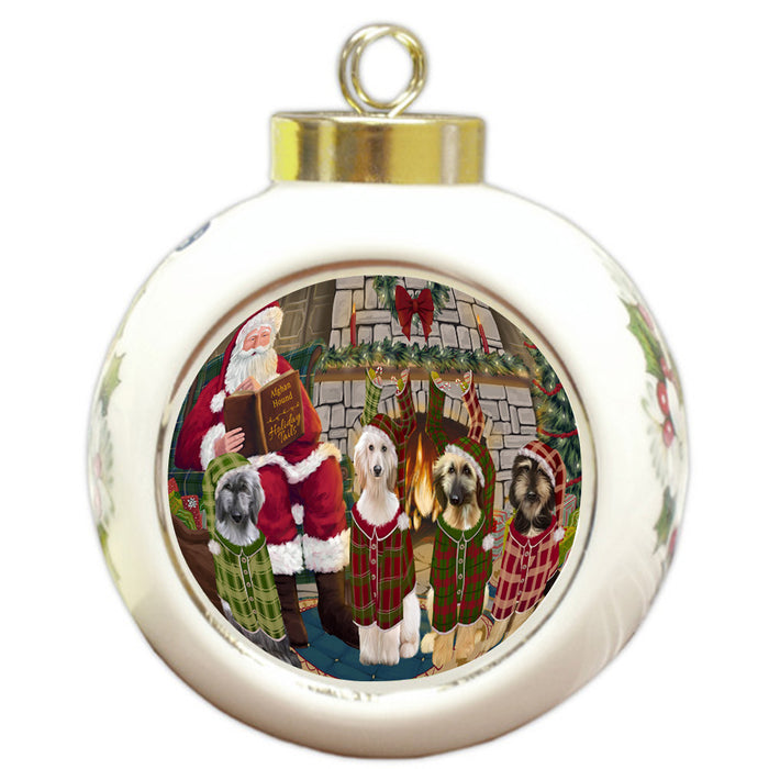 Christmas Cozy Holiday Tails Afghan Hounds Dog Round Ball Christmas Ornament RBPOR55440