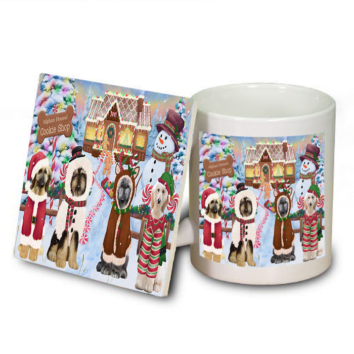 Holiday Gingerbread Cookie Shop Afghan Hounds Dog Mug and Coaster Set MUC56082