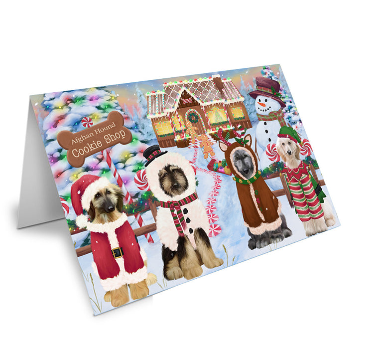 Holiday Gingerbread Cookie Shop Afghan Hounds Dog Handmade Artwork Assorted Pets Greeting Cards and Note Cards with Envelopes for All Occasions and Holiday Seasons GCD72785