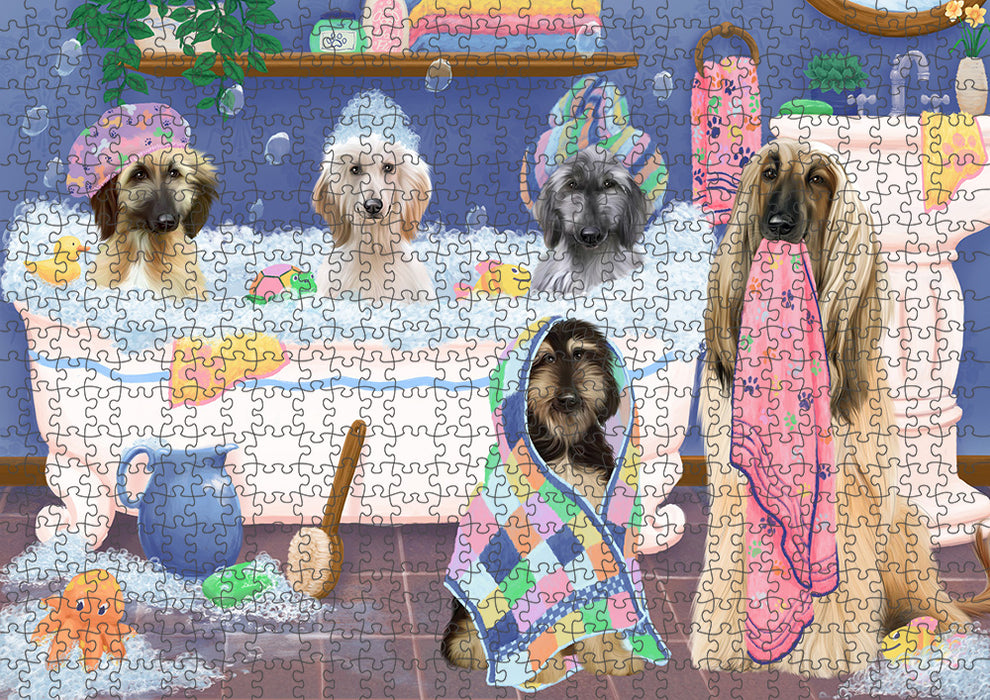 Rub A Dub Dogs In A Tub Afghan Hounds Dog Puzzle with Photo Tin PUZL95192