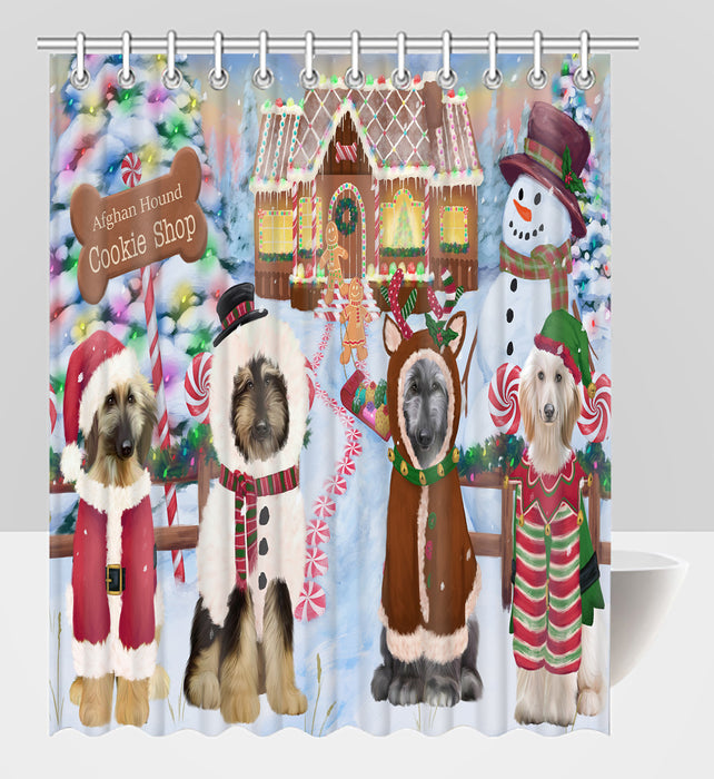 Holiday Gingerbread Cookie Afghan Hound Dogs Shower Curtain