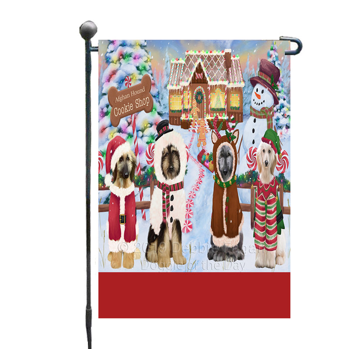 Personalized Holiday Gingerbread Cookie Shop Afghan Hound Dogs Custom Garden Flags GFLG-DOTD-A59164