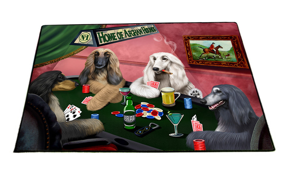 Home of Afghan Hound 4 Dogs Playing Poker Floormat FLMS54562