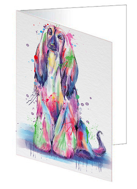 Watercolor Afghan Hound Dog Handmade Artwork Assorted Pets Greeting Cards and Note Cards with Envelopes for All Occasions and Holiday Seasons GCD76709