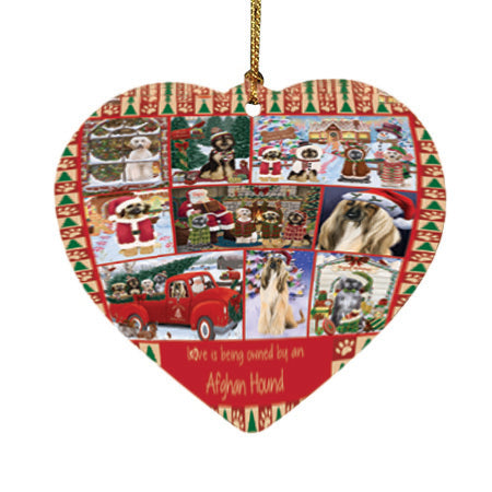 Love is Being Owned Christmas Afghan Hound Dogs Heart Christmas Ornament HPOR57812