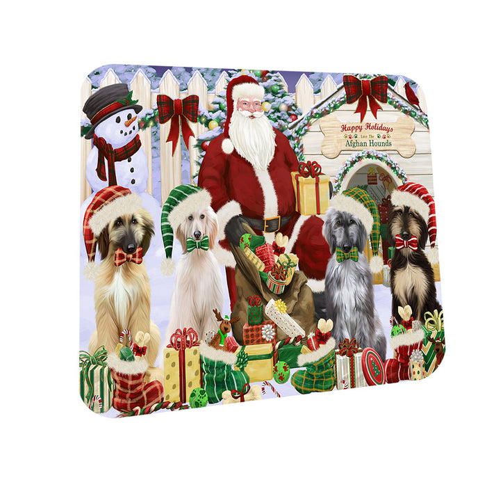 Christmas Dog House Afghan Hounds Dog Coasters Set of 4 CST52551