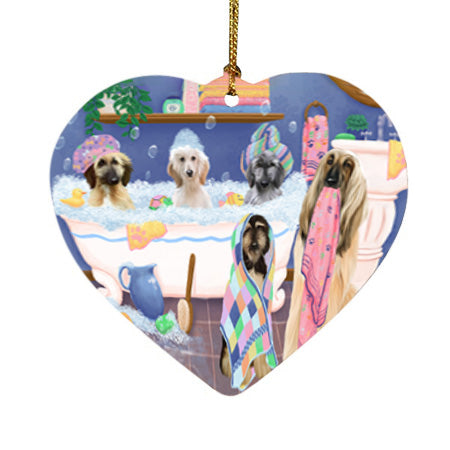 Rub A Dub Dogs In A Tub Afghan Hounds Dog Heart Christmas Ornament HPOR57104
