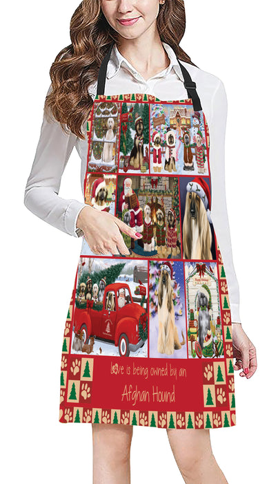 Love is Being Owned Christmas Afghan Hound Dogs Apron