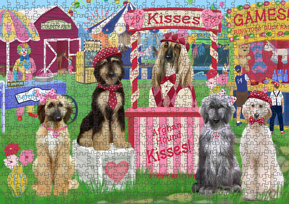 Carnival Kissing Booth Afghan Hounds Dog Puzzle with Photo Tin PUZL91280