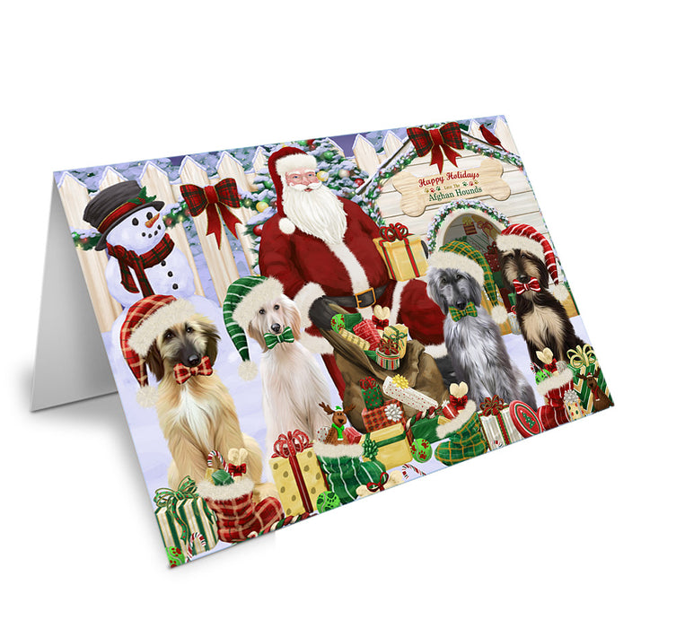 Christmas Dog House Afghan Hounds Dog Handmade Artwork Assorted Pets Greeting Cards and Note Cards with Envelopes for All Occasions and Holiday Seasons GCD61805