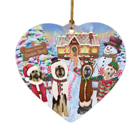 Holiday Gingerbread Cookie Shop Afghan Hounds Dog Heart Christmas Ornament HPOR56446