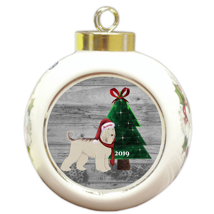 Custom Personalized Afghan Hound Dog Glassy Classy Christmas Round Ball Ornament