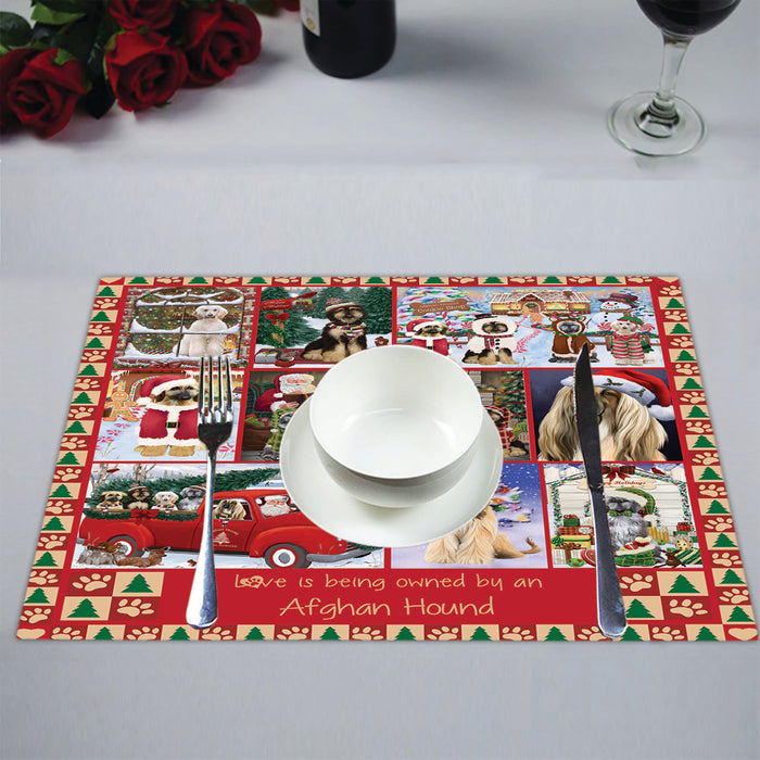 Love is Being Owned Christmas Afghan Hound Dogs Placemat