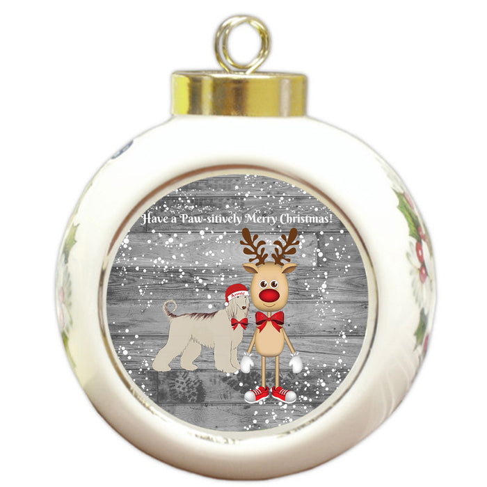 Custom Personalized Afghan Hound Dog Reindeer and Pooch Christmas Round Ball Ornament