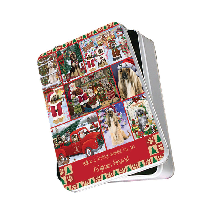 Love is Being Owned Christmas Afghan Hound Dogs Photo Storage Tin PITN57128