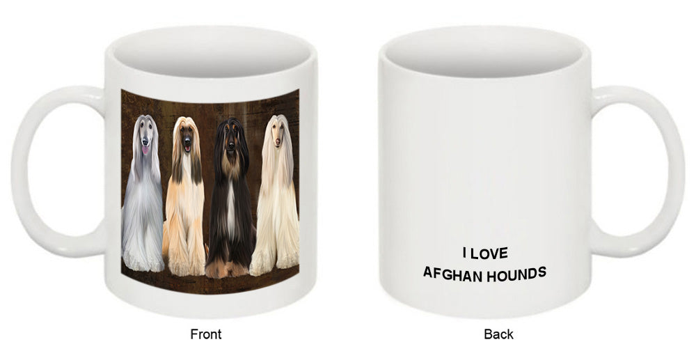 Rustic 4 Afghan Hounds Dog Coffee Mug MUG49749