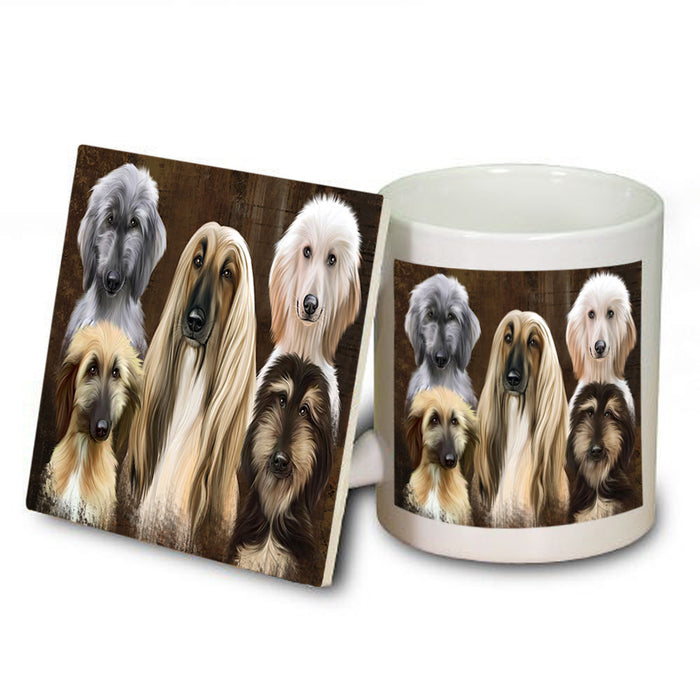 Rustic 5 Afghan Hound Dog Mug and Coaster Set MUC54114