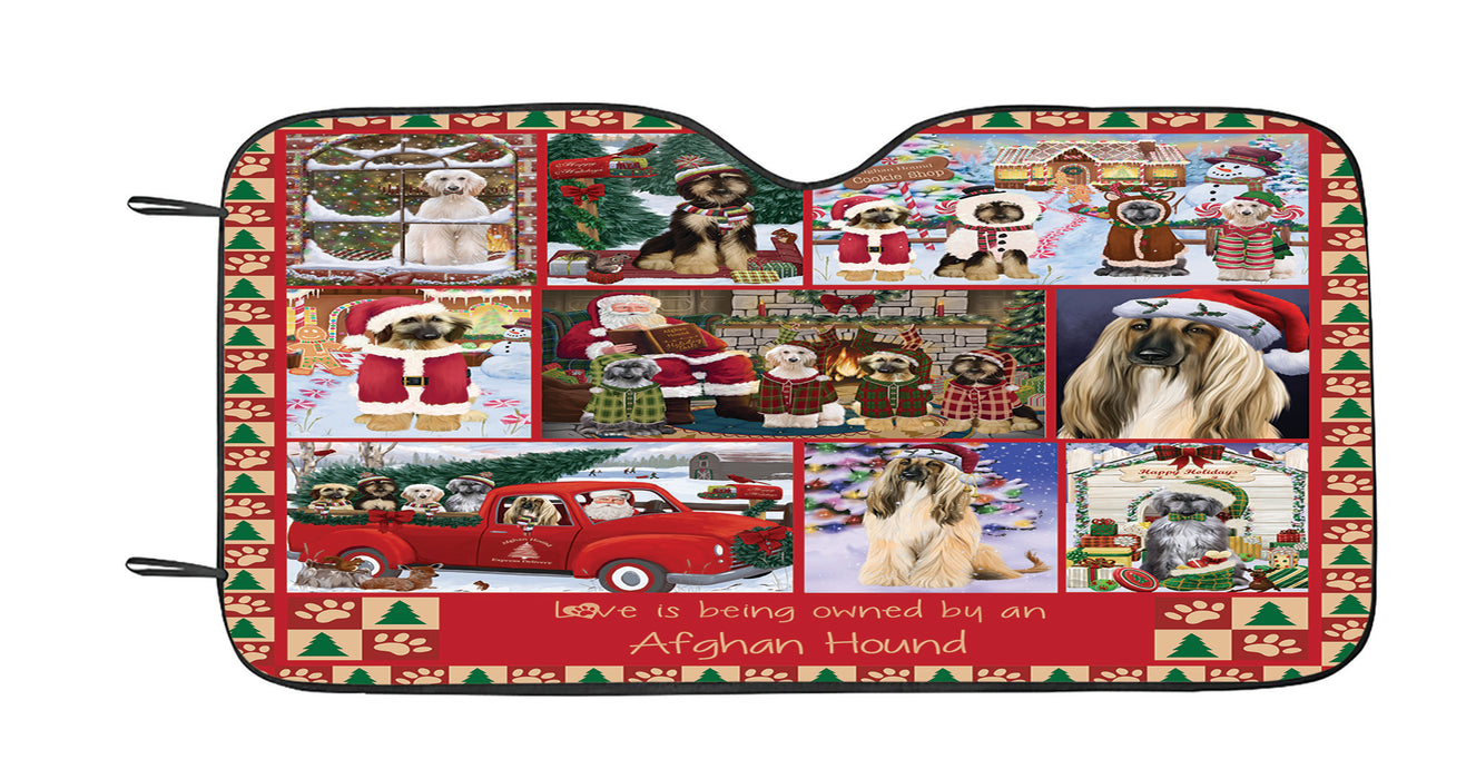 Love is Being Owned Christmas Afghan Hound Dogs Car Sun Shade