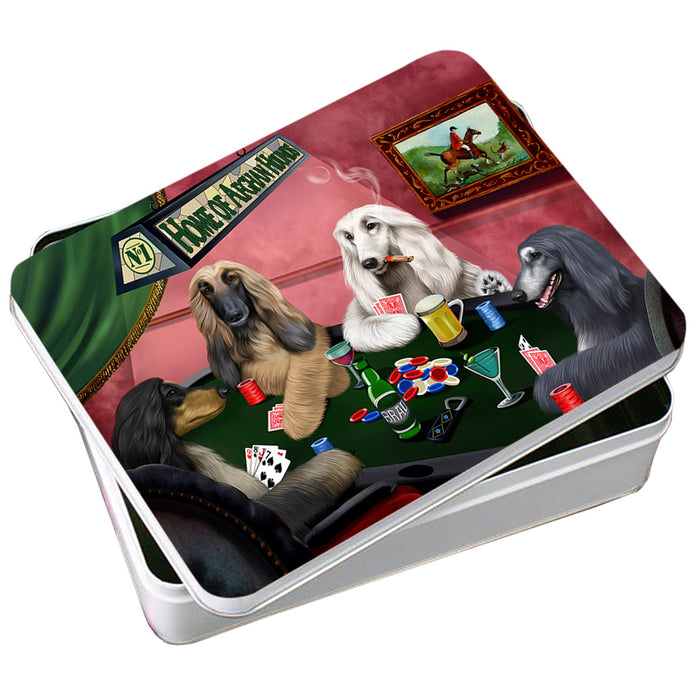 Home of Afghan Hound 4 Dogs Playing Poker Photo Storage Tin PITN54286