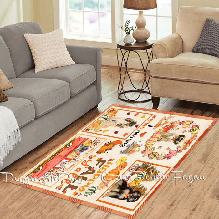 Happy Fall Y'all Pumpkin Afghan Hound Dogs Polyester Living Room Carpet Area Rug ARUG66523
