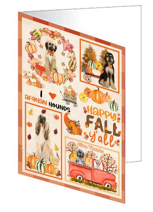 Happy Fall Y'all Pumpkin Afghan Hound Dogs Handmade Artwork Assorted Pets Greeting Cards and Note Cards with Envelopes for All Occasions and Holiday Seasons GCD76868