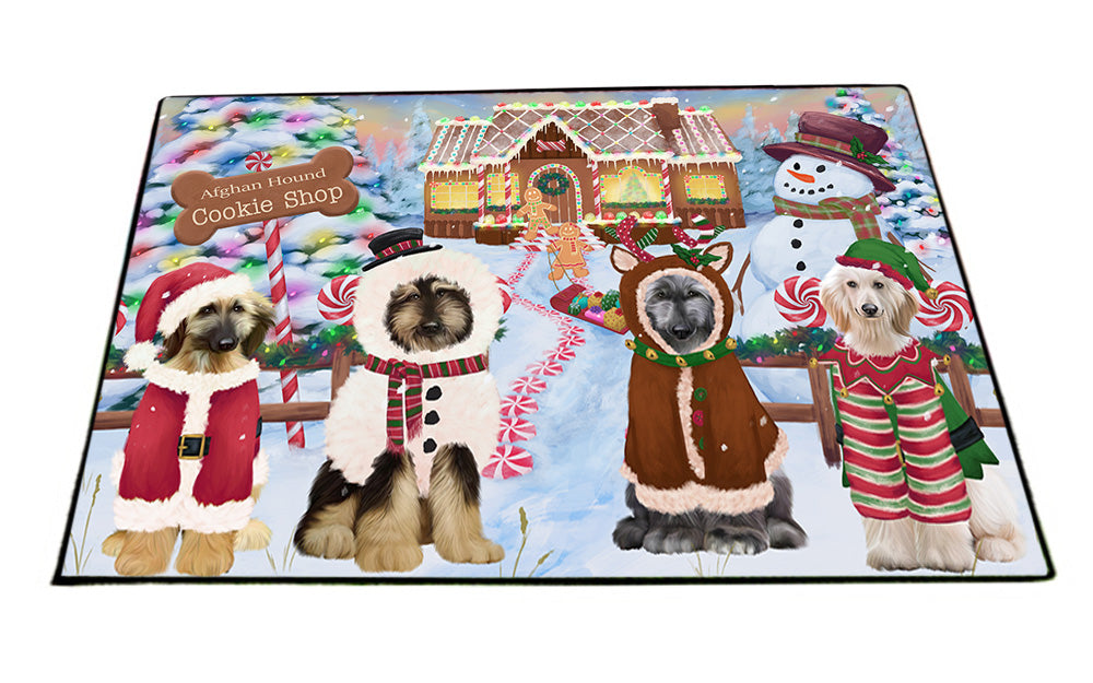 Holiday Gingerbread Cookie Shop Afghan Hounds Dog Floormat FLMS53094