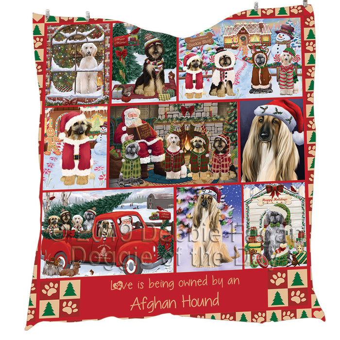 Love is Being Owned Christmas Afghan Hound Dogs Quilt