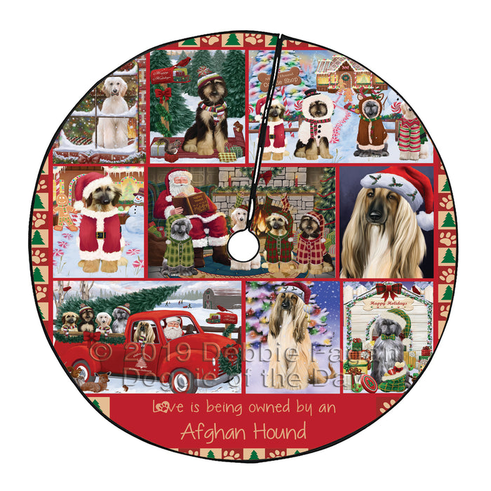 Love is Being Owned Christmas Afghan Hound Dogs Tree Skirt