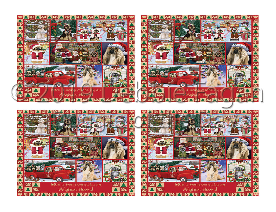 Love is Being Owned Christmas Afghan Hound Dogs Placemat