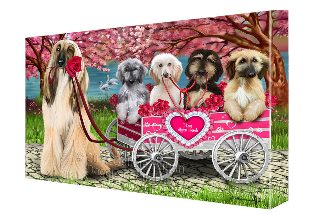 I Love Afghan Hounds Dog in a Cart Canvas Wall Art CVS49512