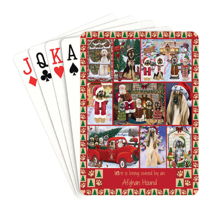Love is Being Owned Christmas Afghan Hound Dogs Playing Card Decks