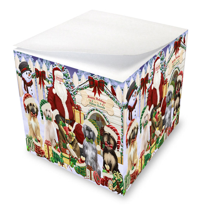 Christmas Dog House Afghan Hounds Dog Note Cube NOC52592