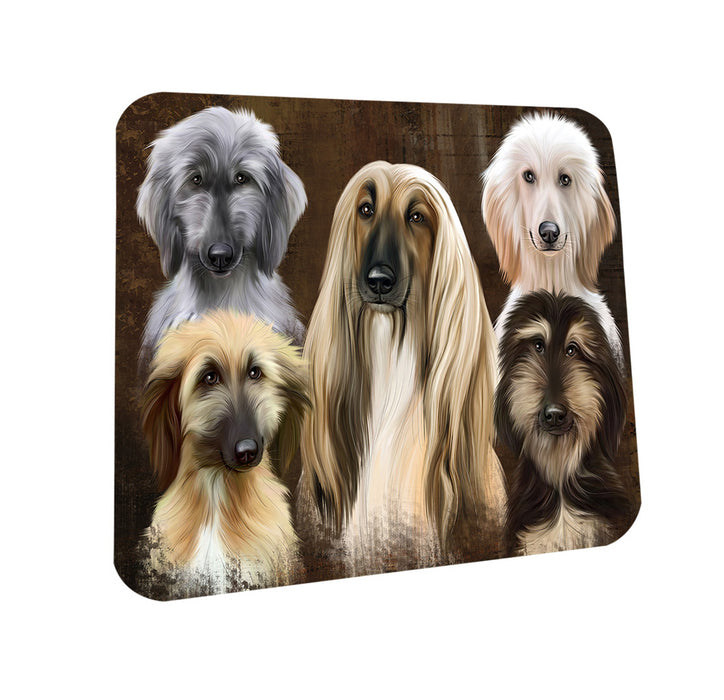 Rustic 5 Afghan Hound Dog Coasters Set of 4 CST54080