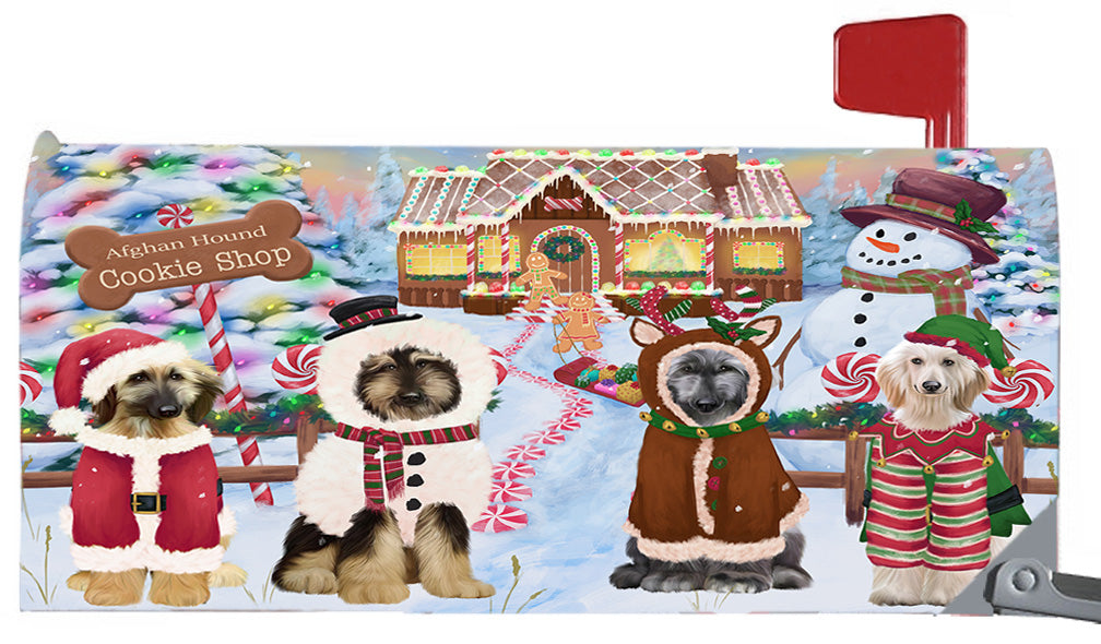 Christmas Holiday Gingerbread Cookie Shop Afghan Hound Dogs 6.5 x 19 Inches Magnetic Mailbox Cover Post Box Cover Wraps Garden Yard Décor MBC48951