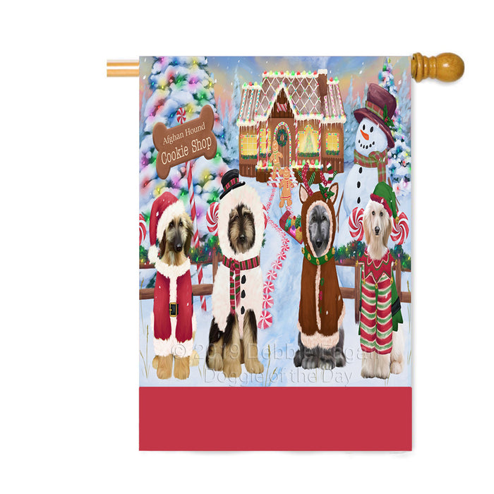 Personalized Holiday Gingerbread Cookie Shop Afghan Hound Dogs Custom House Flag FLG-DOTD-A59220