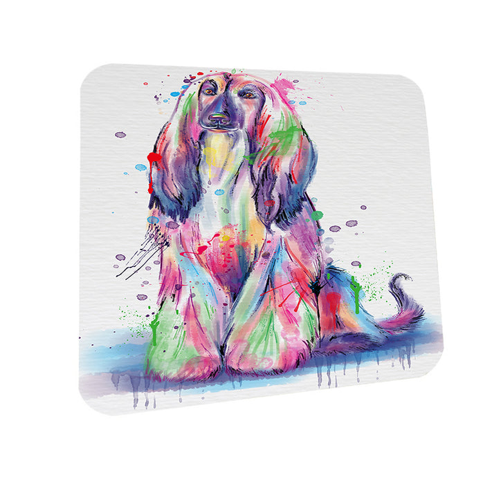 Watercolor Afghan Hound Dog Coasters Set of 4 CST57023