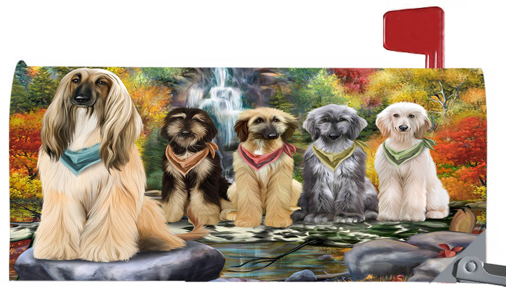 Scenic Waterfall Afghan Hound Dogs Magnetic Mailbox Cover MBC48692