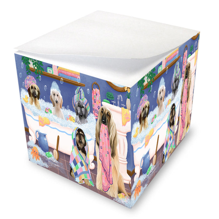 Rub A Dub Dogs In A Tub Afghan Hounds Dog Note Cube NOC54820
