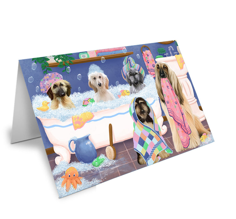 Rub A Dub Dogs In A Tub Afghan Hounds Dog Handmade Artwork Assorted Pets Greeting Cards and Note Cards with Envelopes for All Occasions and Holiday Seasons GCD74759