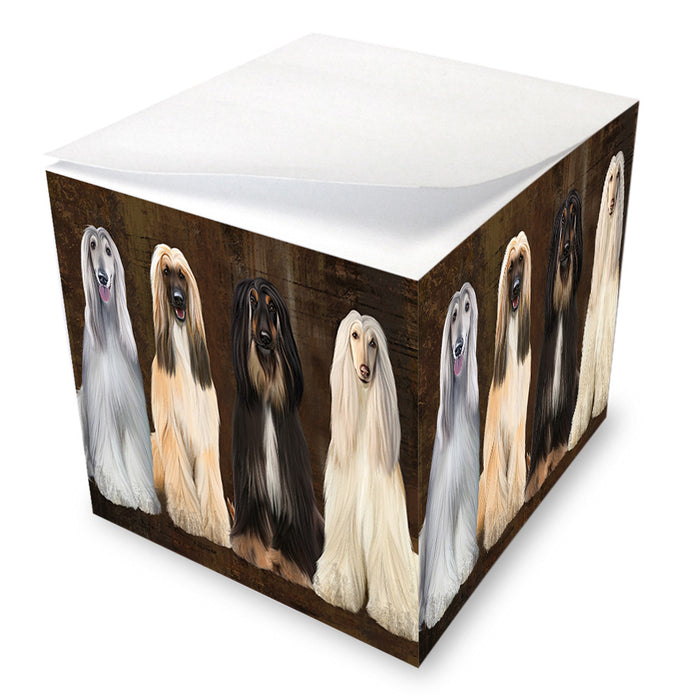 Rustic 4 Afghan Hounds Dog Note Cube NOC55997