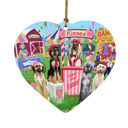 Carnival Kissing Booth Afghan Hounds Dog Heart Christmas Ornament HPOR56125