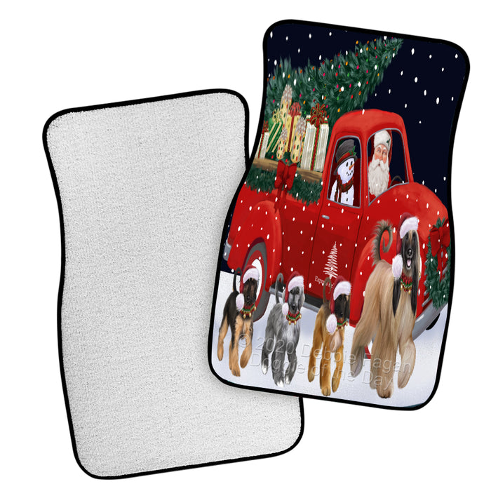 Christmas Express Delivery Red Truck Running Afghan Hound Dogs Polyester Anti-Slip Vehicle Carpet Car Floor Mats  CFM49375