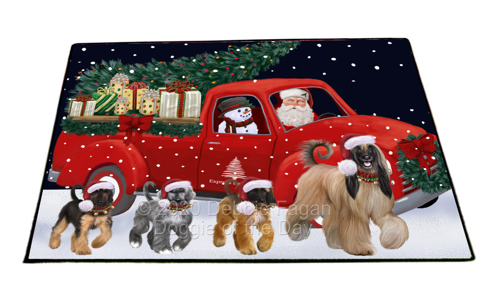 Christmas Express Delivery Red Truck Running Afghan Hound Dogs Indoor/Outdoor Welcome Floormat - Premium Quality Washable Anti-Slip Doormat Rug FLMS56518