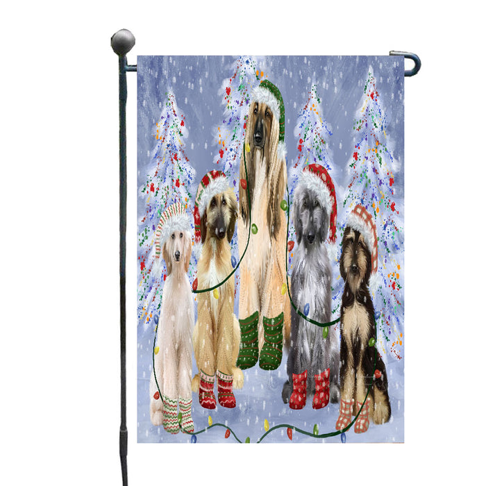 Christmas Lights and Afghan Hound Dogs Garden Flags- Outdoor Double Sided Garden Yard Porch Lawn Spring Decorative Vertical Home Flags 12 1/2"w x 18"h