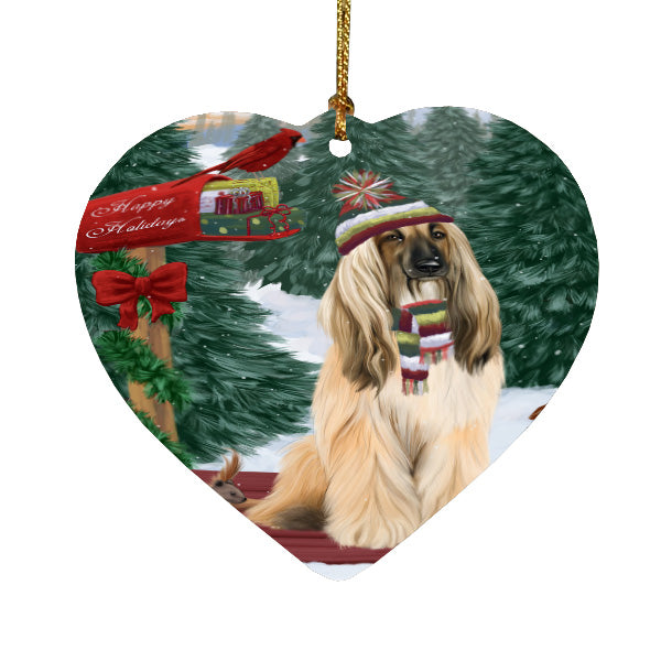 Christmas Woodland Sled Afghan Hound Dog Heart Christmas Ornament HPORA59361