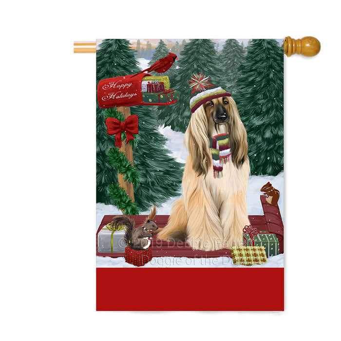 Personalized Merry Christmas Woodland Sled Afghan Hound Dog Custom House Flag FLG-DOTD-A61509