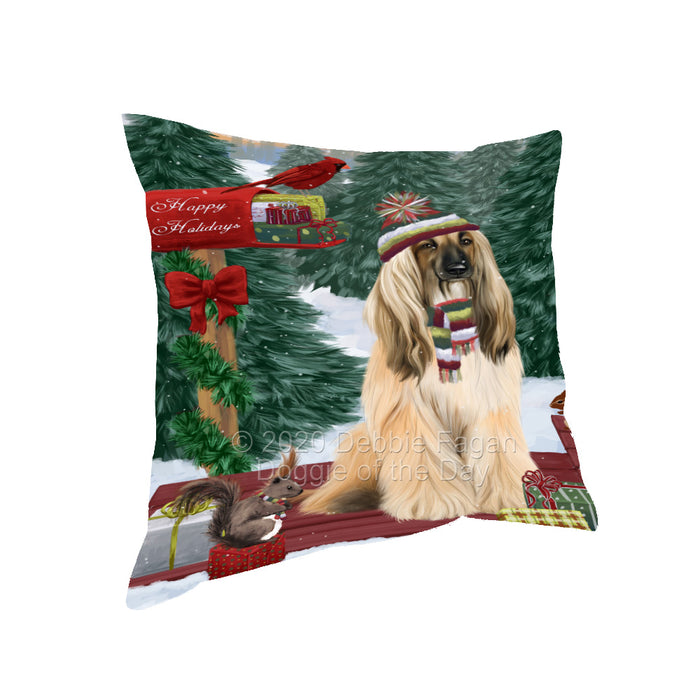 Christmas Woodland Sled Afghan Hound Dog Pillow with Top Quality High-Resolution Images - Ultra Soft Pet Pillows for Sleeping - Reversible & Comfort - Ideal Gift for Dog Lover - Cushion for Sofa Couch Bed - 100% Polyester, PILA93406