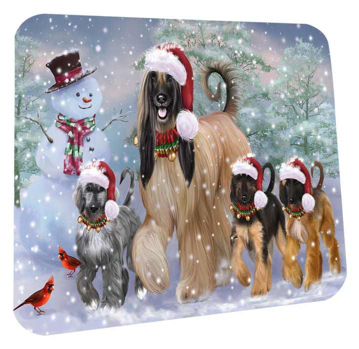 Christmas Running Family Afghan Hound Dogs Coasters Set of 4 CSTA58630