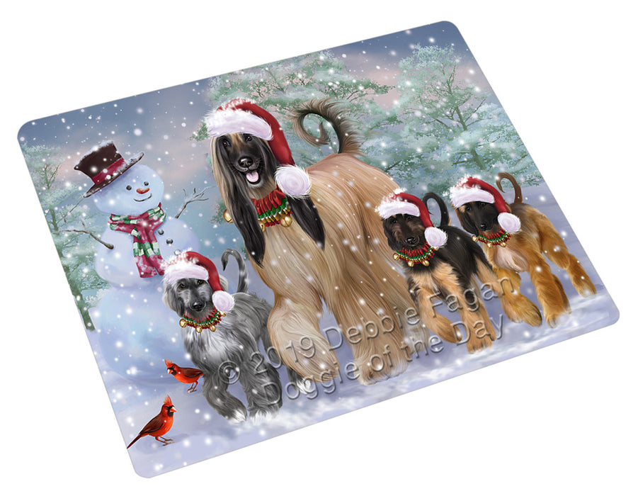 Christmas Running Family Afghan Hound Dogs Cutting Board - For Kitchen - Scratch & Stain Resistant - Designed To Stay In Place - Easy To Clean By Hand - Perfect for Chopping Meats, Vegetables