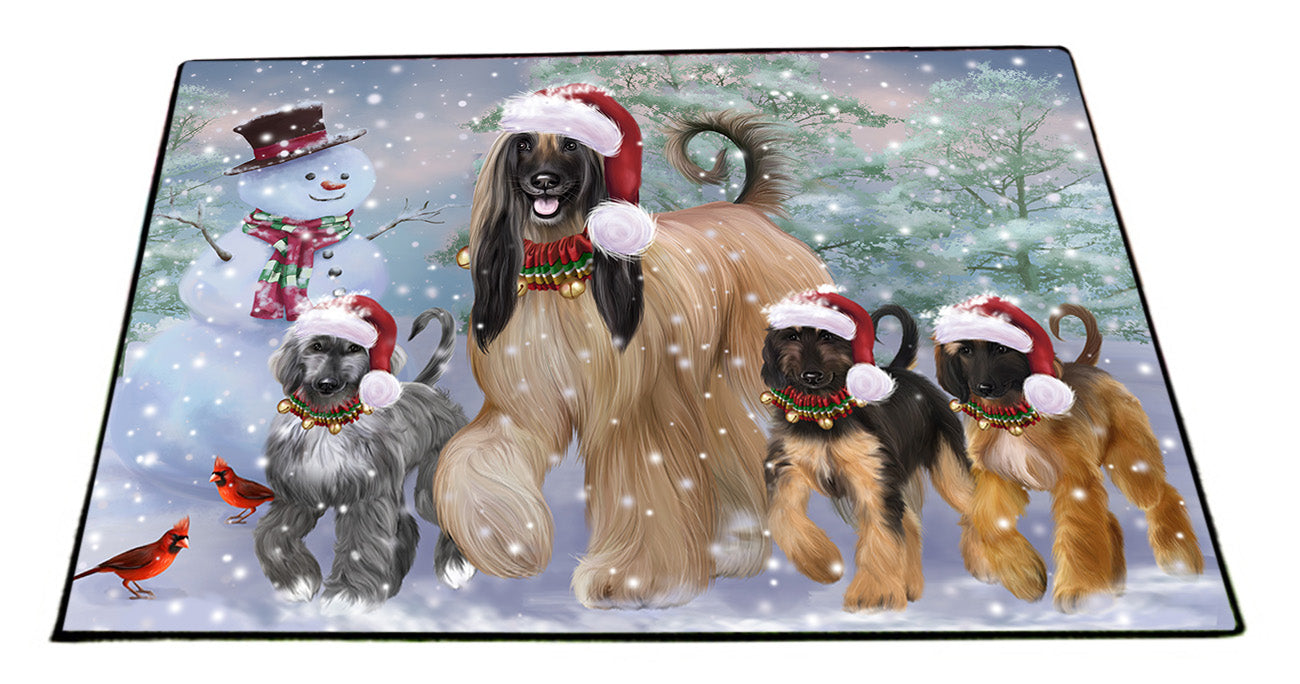 Christmas Running Family Afghan Hound Dogs Floormat FLMS56023